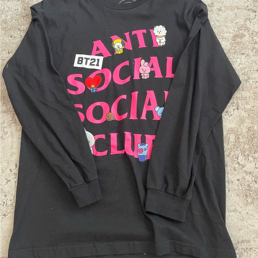 BT21 Anti Social Social Club Limited Edition Black Long Sleeve Graphic Tee